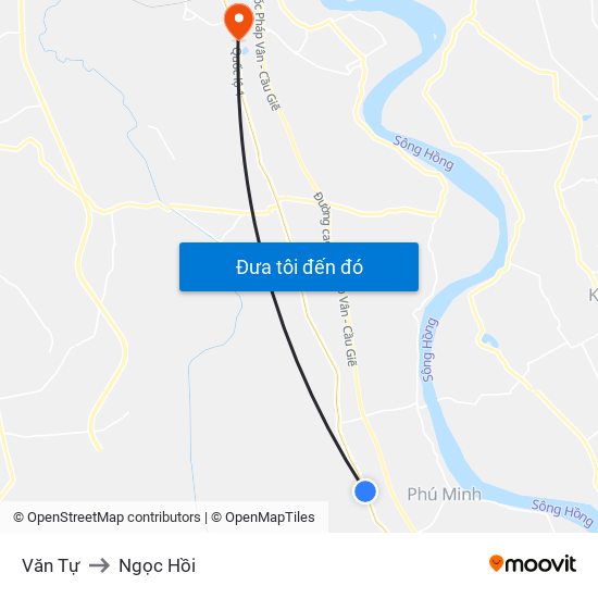 Văn Tự to Ngọc Hồi map