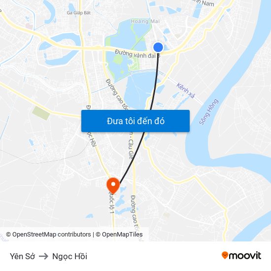 Yên Sở to Ngọc Hồi map