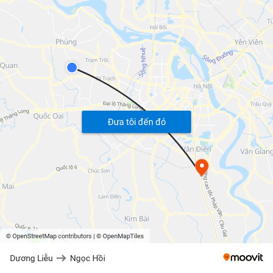 Dương Liễu to Ngọc Hồi map