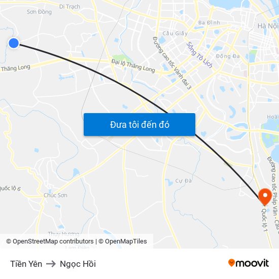 Tiền Yên to Ngọc Hồi map