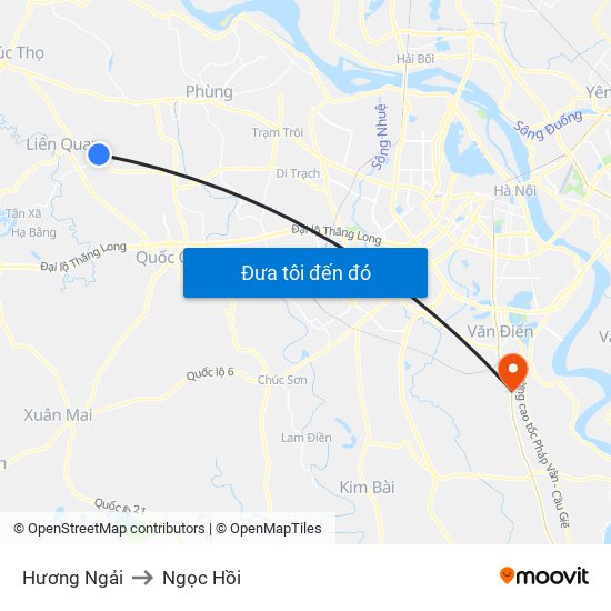 Hương Ngải to Ngọc Hồi map