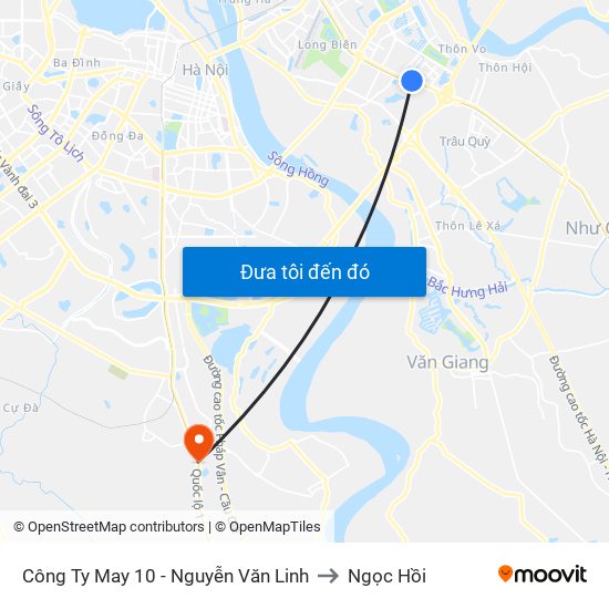 Công Ty May 10 - Nguyễn Văn Linh to Ngọc Hồi map