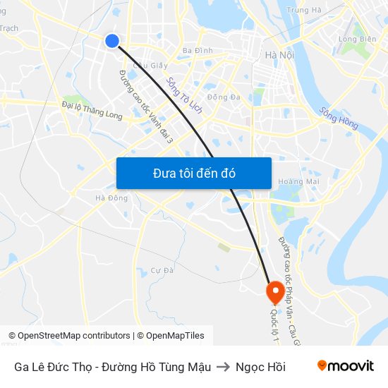 Ga Lê Đức Thọ - Đường Hồ Tùng Mậu to Ngọc Hồi map