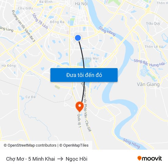 Chợ Mơ - 5 Minh Khai to Ngọc Hồi map