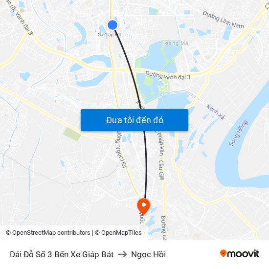 Dải Đỗ Số 3 Bến Xe Giáp Bát to Ngọc Hồi map