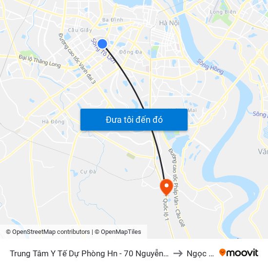 Trung Tâm Y Tế Dự Phòng Hn - 70 Nguyễn Chí Thanh to Ngọc Hồi map