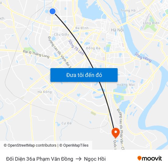 Đối Diện 36a Phạm Văn Đồng to Ngọc Hồi map