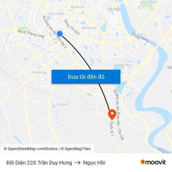 Đối Diện 220 Trần Duy Hưng to Ngọc Hồi map