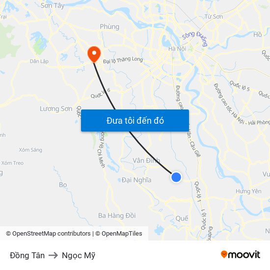 Đồng Tân to Ngọc Mỹ map