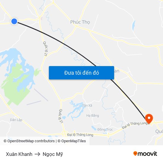 Xuân Khanh to Ngọc Mỹ map