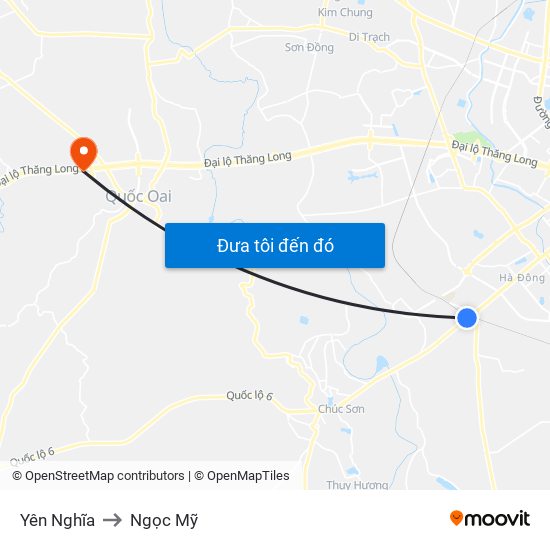 Yên Nghĩa to Ngọc Mỹ map