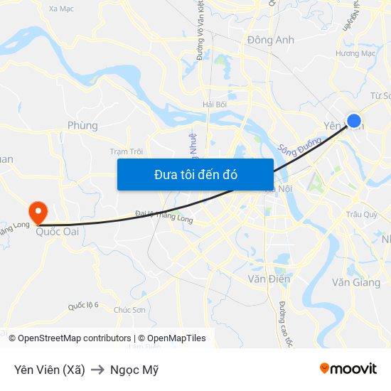 Yên Viên (Xã) to Ngọc Mỹ map