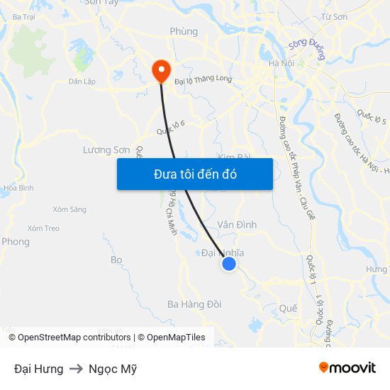 Đại Hưng to Ngọc Mỹ map