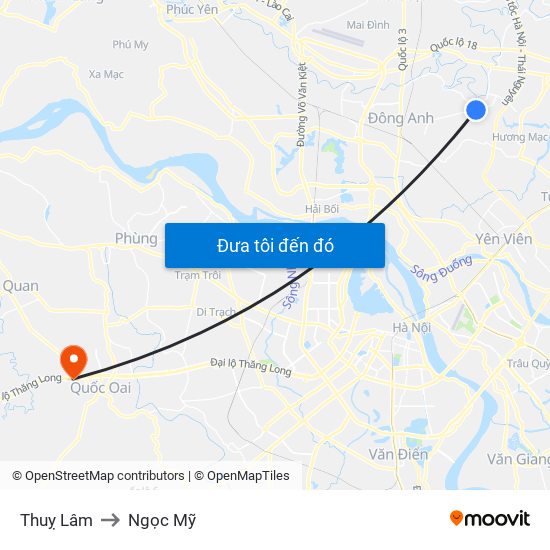 Thuỵ Lâm to Ngọc Mỹ map