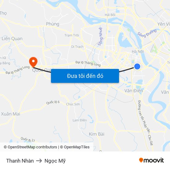 Thanh Nhàn to Ngọc Mỹ map
