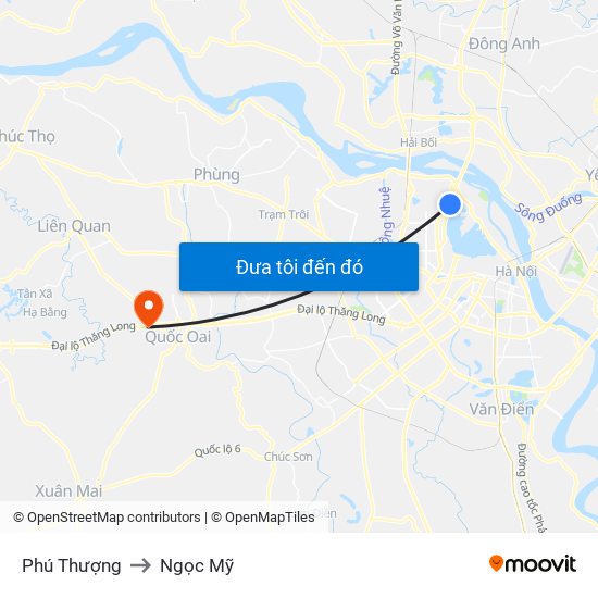 Phú Thượng to Ngọc Mỹ map