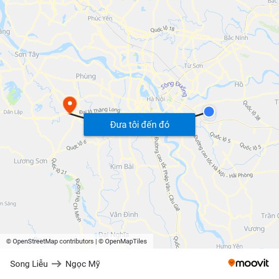 Song Liễu to Ngọc Mỹ map