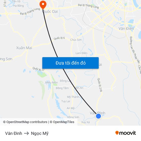 Vân Đình to Ngọc Mỹ map