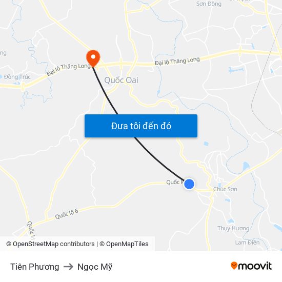 Tiên Phương to Ngọc Mỹ map