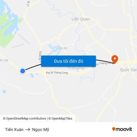 Tiến Xuân to Ngọc Mỹ map