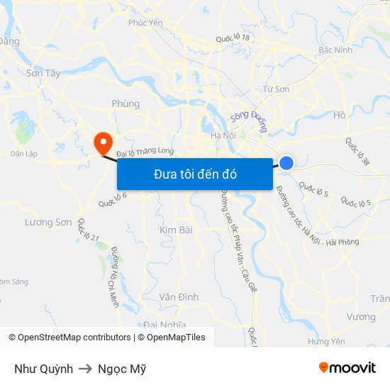 Như Quỳnh to Ngọc Mỹ map