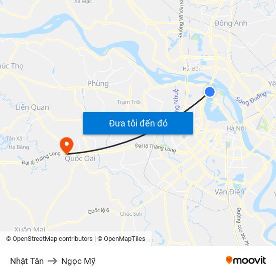 Nhật Tân to Ngọc Mỹ map