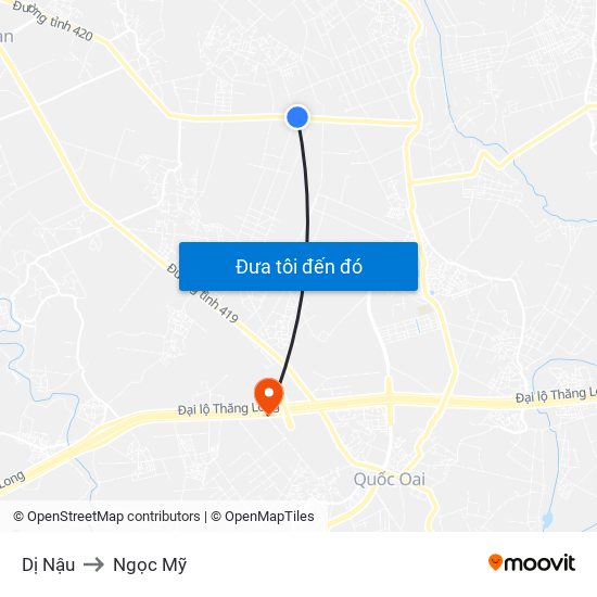 Dị Nậu to Ngọc Mỹ map