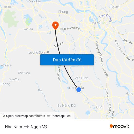 Hòa Nam to Ngọc Mỹ map