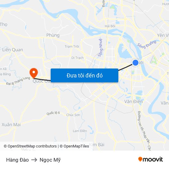 Hàng Đào to Ngọc Mỹ map