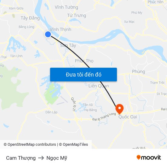 Cam Thượng to Ngọc Mỹ map