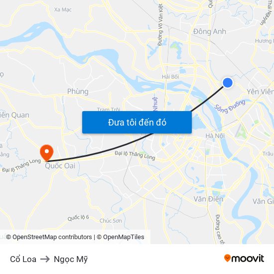 Cổ Loa to Ngọc Mỹ map