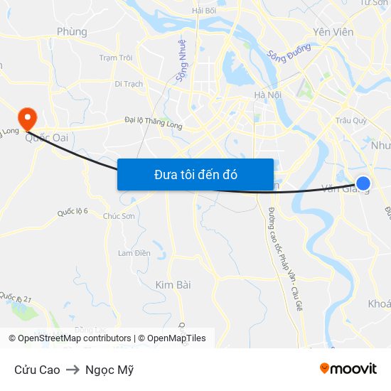Cửu Cao to Ngọc Mỹ map