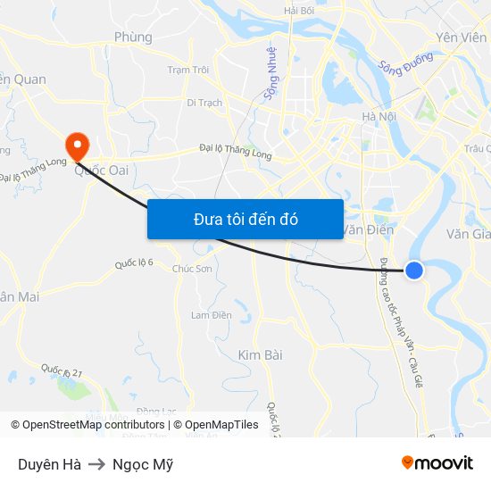 Duyên Hà to Ngọc Mỹ map