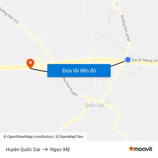 Huyện Quốc Oai to Ngọc Mỹ map