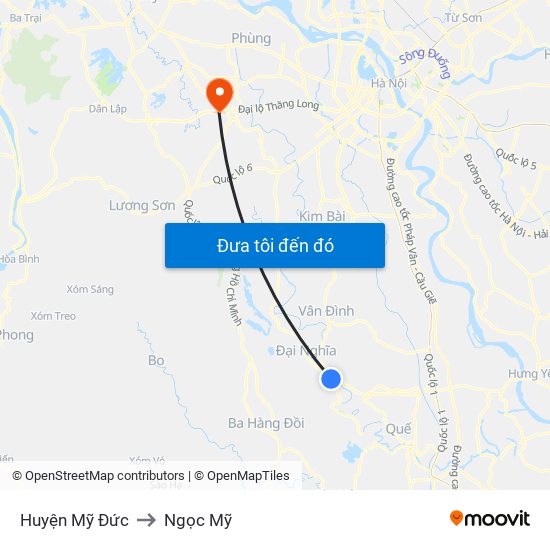 Huyện Mỹ Đức to Ngọc Mỹ map