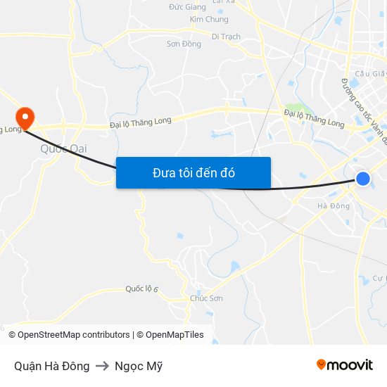 Quận Hà Đông to Ngọc Mỹ map