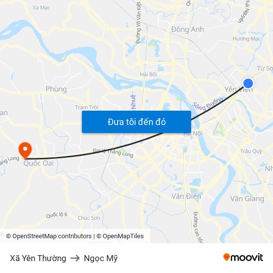 Xã Yên Thường to Ngọc Mỹ map