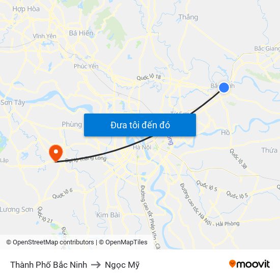 Thành Phố Bắc Ninh to Ngọc Mỹ map