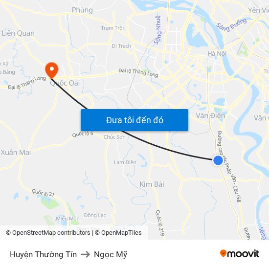 Huyện Thường Tín to Ngọc Mỹ map