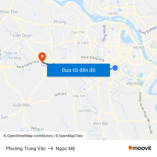 Phường Trung Văn to Ngọc Mỹ map