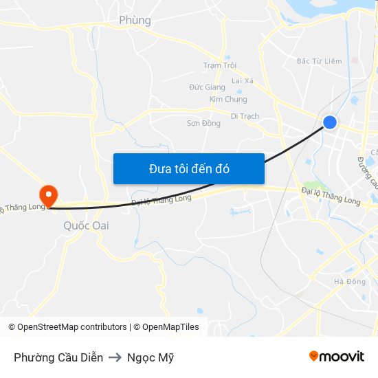 Phường Cầu Diễn to Ngọc Mỹ map