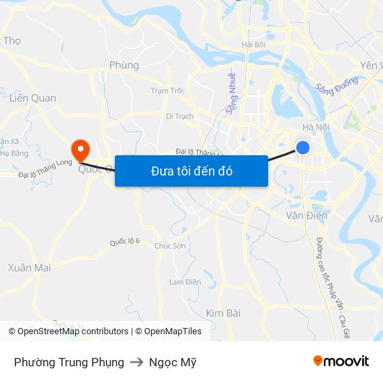 Phường Trung Phụng to Ngọc Mỹ map