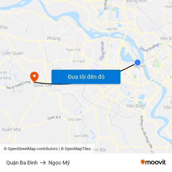 Quận Ba Đình to Ngọc Mỹ map