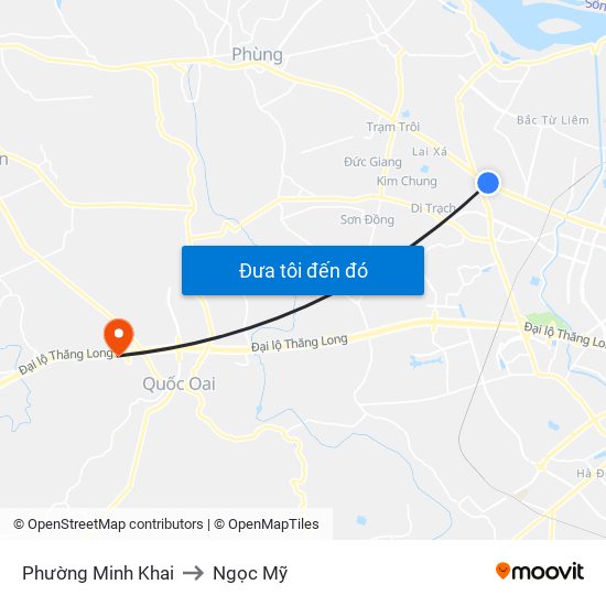 Phường Minh Khai to Ngọc Mỹ map