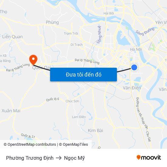 Phường Trương Định to Ngọc Mỹ map