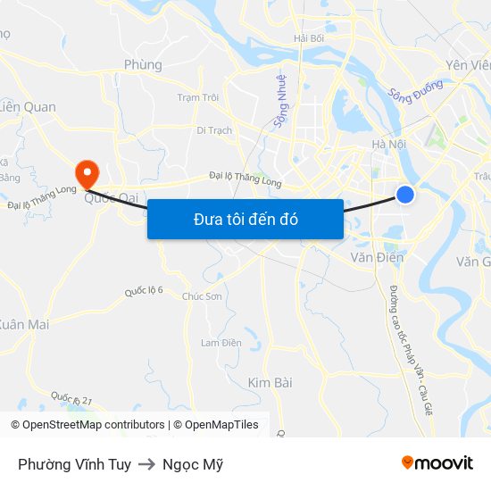 Phường Vĩnh Tuy to Ngọc Mỹ map