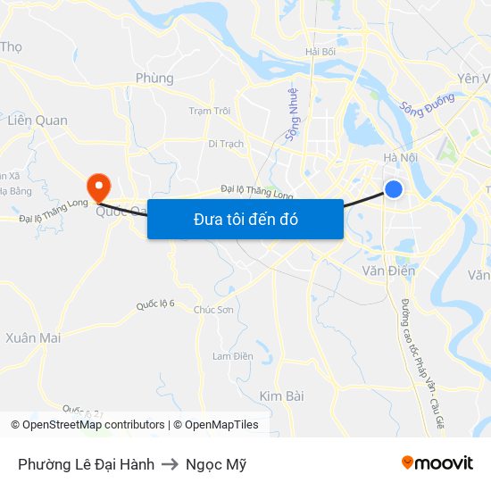 Phường Lê Đại Hành to Ngọc Mỹ map