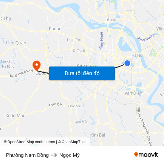 Phường Nam Đồng to Ngọc Mỹ map