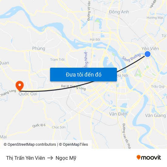 Thị Trấn Yên Viên to Ngọc Mỹ map