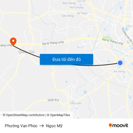 Phường Vạn Phúc to Ngọc Mỹ map